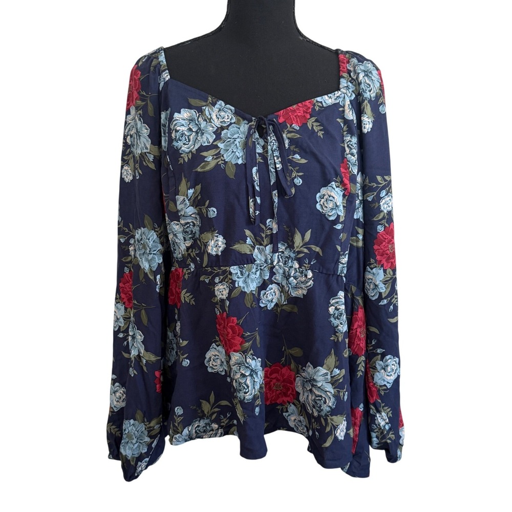Torrid Floral Fairy Babydoll Top Long Sleeve Size 3X Boho Cottagecore Milkmaid